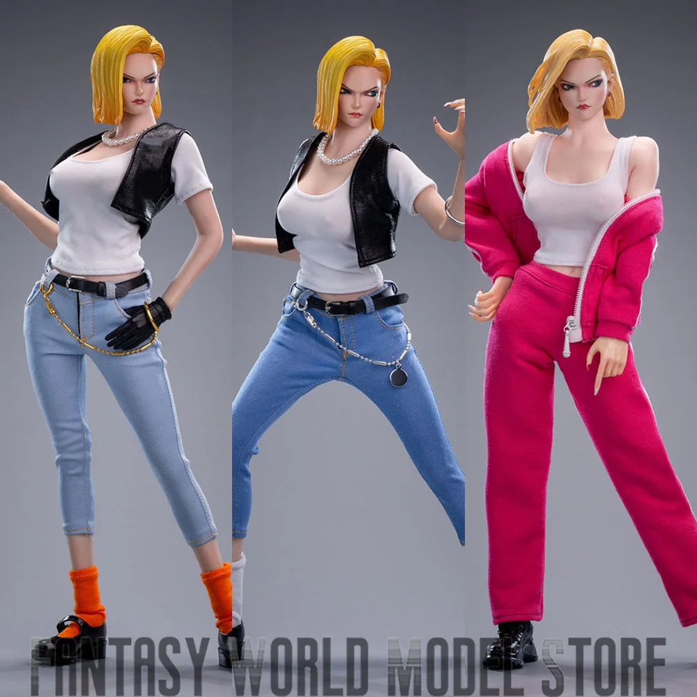 Cdtoys Cd027 Cd048 1/6 Android 18 Girl Clothes Set T-shirt Vest Jeans Sportswear - £53.96 GBP+