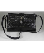 Brighton Black Leather Weave Heart Charms Flap Cross Body Handbag Purse - £71.93 GBP