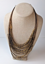 Beaded Necklace-layered strands Multi-layered Vintage bronze tones - £3.88 GBP