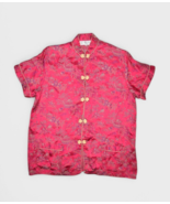 Cathaya Shirt Womens XL Pink Silk Asian Embroidered Sleep Top Short Sleeve - $24.04