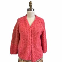 Vtg Coral 100% Mohair Sweater Womens M 1950s 60s Handknit - £95.67 GBP