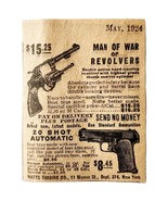 1924 Man Of War Revolver Advertisement 20 Shot Automatic Pistol Watts Gu... - $367.32 MXN