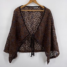 Margriet Nannings Brown Black Floral velvet burnout Sheer cape Size 2 - $56.99