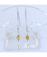 Yellow Sapphire 925 Silver Ladies Earrings Wire Hook Dangle Stick Design... - £69.69 GBP