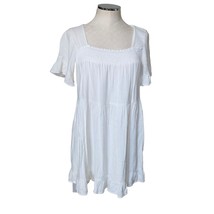 Princess Polly White Linen Blend Square Neck Babydoll Mini Dress Size 8 - $27.75