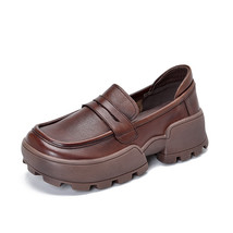 Birkuir Original Genuine Leather Platform Shoes Loafers Square Toe Handmade New  - £117.84 GBP