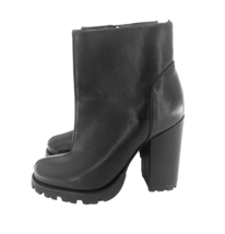 Schutz Nandy Platform Bootie Side Zip Lugged Soles Black Leather SZ 5.5 ... - $119.20