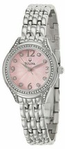 NEW Bulova 96X124 Swarovski Crystals Pink Dial Silver Tone Women&#39;s Dress Watch  - £102.31 GBP