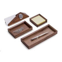 Bey-Berk Wooden Desk Set - 4 Piece - Walnut - £45.52 GBP