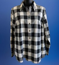 Talbots Black &amp; White Plaid Longsleeve Button-up Shirt Top Women’s Small... - £12.89 GBP