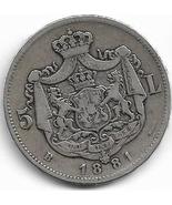 Romania King CAROL I, (one) Large OLD  Silver 5 Lei Coin ... - £395.44 GBP