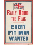 MILITARY POSTER ~ RALLY ROUND THE FLAG 24x36 Every Fit Man Wanted UK Rec... - £7.57 GBP