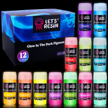 Glow in the Dark Pigment Powder 12 Colors - 20G/0.7Oz Each Bottle Epoxy ... - $35.36