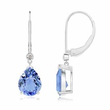 Tanzanite Pear-Shaped Drop Earrings with Diamond in 14K Gold (Grade-A , 9x7MM) - £1,103.68 GBP