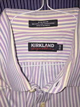 Kirkland Signature Button Down Men&#39;s Long Sleeve Dress Shirt 17-1/2 34 Non Iron - £12.41 GBP