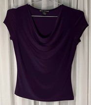 Suzie In The City Purple Cowl Neck Cap Sleeve Shimmery Blouse Size S - $285.21 MXN