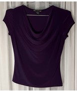 Suzie In The City Purple Cowl Neck Cap Sleeve Shimmery Blouse Size S - $20.65 CAD
