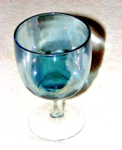 1 Vintage Blue to Clear Cut Crystal Stemware Water/Wine Goblets 12 Oz. R... - $19.79