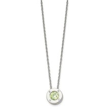 May Green Birthstone  Circle Pendant on 20 inch Loose Rope Chain Stainless Stee - £46.79 GBP