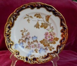 Victorian Antique Cabinet Plate Cobalt Blue Pierced England Blossom Handpainted - £97.68 GBP