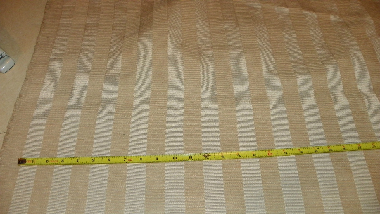 Beige Off White Stripe Print Upholstery Fabric 1 Yard  R216 - $39.95