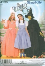 Simplicity 4136 Wizard Of Oz Dorothy Glinda Witch Costumes 6 12 Oop - £22.02 GBP