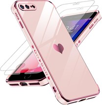 For 7 Plus 8 Plus Phone Case with Tempered Glass Screen Protector 2 Pcs Full Cam - £16.76 GBP
