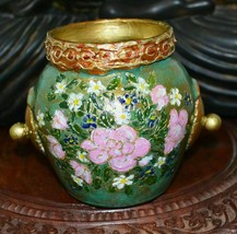 Handmade Hand Painted Glass Vase / Brush / Pencil Pot .Signed. Unique - £15.61 GBP