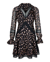 Self-Portrait Lace-Trimmed Floral Mini Dress In Viscose Women Black Size 2 - £149.79 GBP