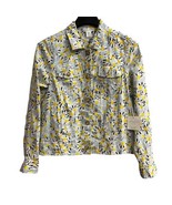 Cynthia Rowley Jacket Womens L Blue Floral Daisy Print Lined Blend Light... - $42.69