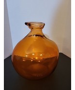 San Miguel Vidrios Glass Vase Orange Bulb Shaped Recycled 6.5&quot;W X 7&quot;H Se... - $21.59