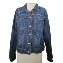 Dark Wash Destressed Denim Jacket Size Large - $34.65
