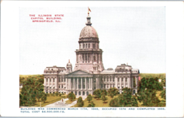 The Illinois State Capitol Building Springfield Commenced 1868 Illinois Postcard - £4.06 GBP
