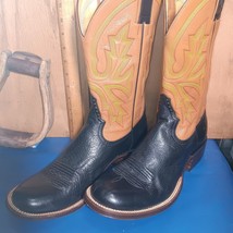 cowboy boots  Mens size 9 C, Rod Patrick, roper bk L, br emb U  (item:s2308 - $236.56