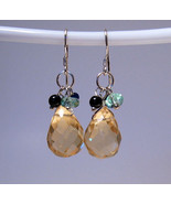 Earrings Sterling Silver Dangle Yellow Crystal Teardrop Plus - $189.87 MXN