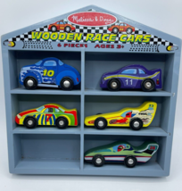 Melissa and Doug Wooden Cars Toy Lot 5 Race Cars Vehicles Collection and Shelf - £13.51 GBP
