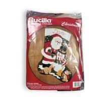 Bucilla Christmas Friends 15&quot; Diagonal Felt Stocking Kit 32967 Santa Snowman - £11.87 GBP