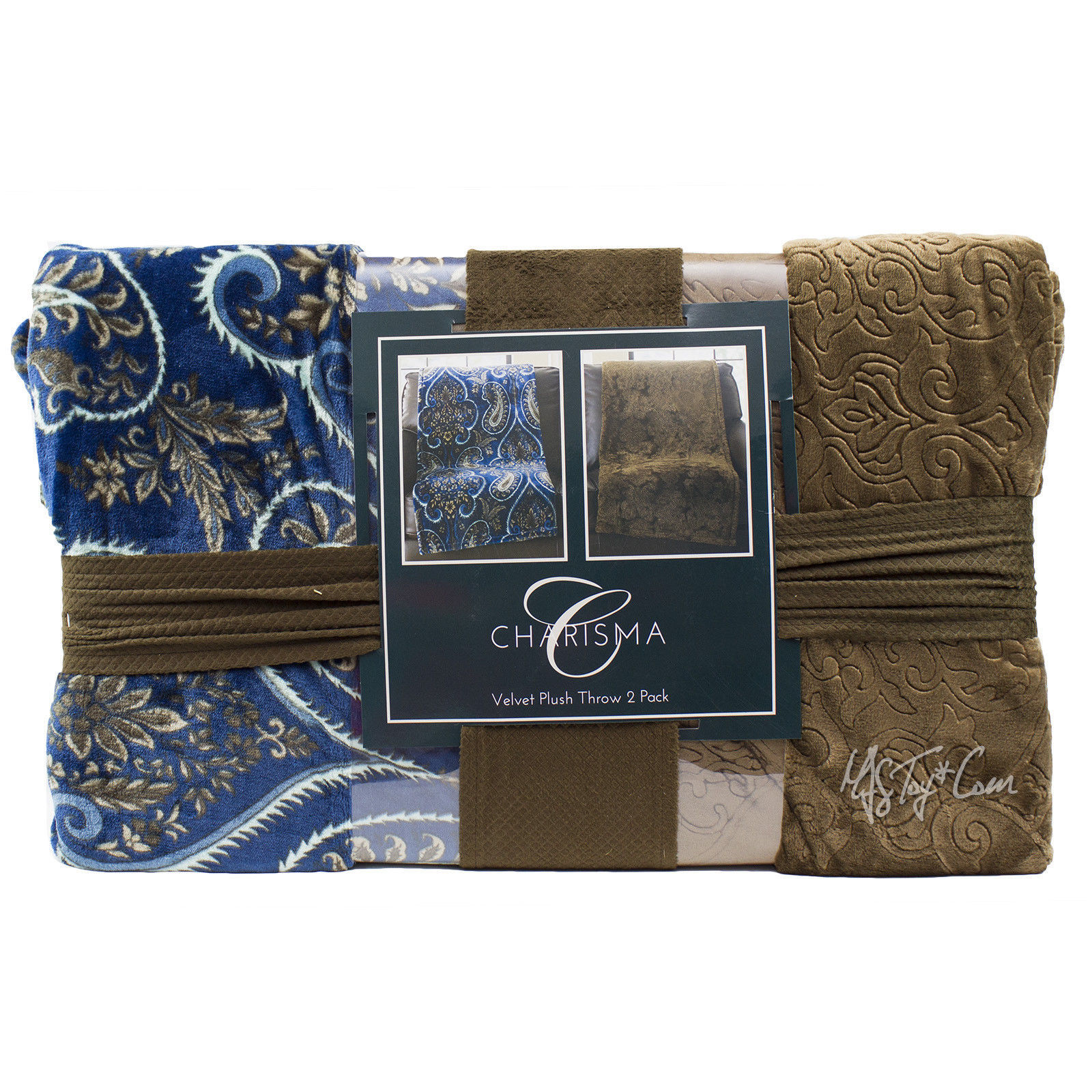 NEW Charisma Velvet Plush Throw 2 Pack Warm Soft Cozy Oversize Blanket