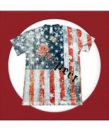 Mens T Shirt Sz M 4th Of July American Flag Spellout RESPECT All Over Pr... - £18.12 GBP