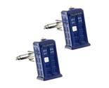 TARDIS CUFFLINKS Dr Who Police Phone Box 3D Blue Enamel w GIFT BAG Sci-F... - $11.95
