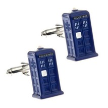 Tardis Cufflinks Dr Who Police Phone Box 3D Blue Enamel W Gift Bag Sci-Fi Fan - £9.58 GBP