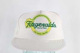 Vtg 80s Fitzgeralds Casino Las Vegas Spell Out Roped Trucker Hat Snapback White - £19.42 GBP
