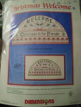 VTG Dimensions Christmas Welcome Counted Cross Stitch Kit  14x7 NEW NOS ... - $363.02 MXN