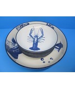 Nautical Stoneware Sea Creatures Large 13 1/2&quot; Serving Bowl +5 -8 3/4&quot; B... - £55.13 GBP