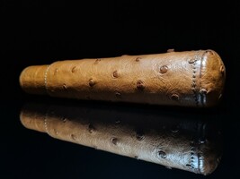Brizard and Co Genuine Ostrich Tan cigar tube holder image 6