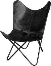 Shy Shy Let&#39;S Touch The Sky Leather Butterfly Chair, Iron Frame With Black Cover - £123.89 GBP