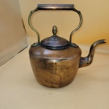 Antique/Vintage Hammered Copper Kettle Tea Pot with Lid And  Handle - £49.60 GBP