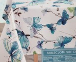 Textured Printed Fabric Tablecloth 60&quot;x84&quot;Oblong, COLORFUL BUTTERFLIES,K... - £19.77 GBP