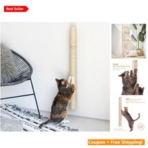 Durable Wall-Mounted Cat Scratcher - 34" Sisal Post for Full-Body Stretc... - $58.36