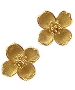 Authentic! Vintage Tiffany &amp; Co 18K Yellow Gold Dogwood Flower Earrings - $3,750.00